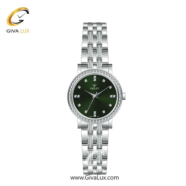 ساعت مچی اورجینال زنانه ویولت VIOLET نقره ای | نقره ای| سبز یشمی تیره| کد رفرنس 0582